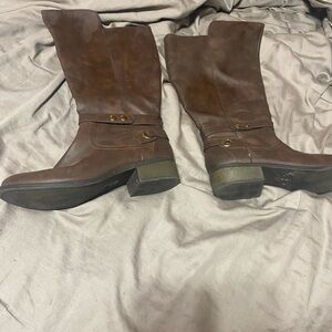 Brown Leather Knee-High Boots